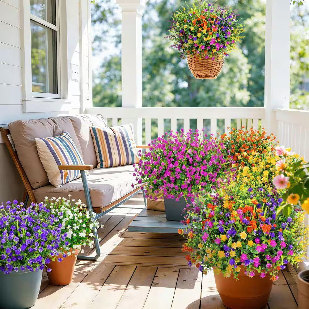 13.8 In. Multi-Colored Indoor/Outdoor Artificial Gypsophila Flowers Faux Plants