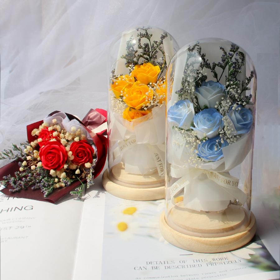 LED Galaxy Rose Eternal 24k Gold Foil Flower with Fairy String Lights Dome Decor