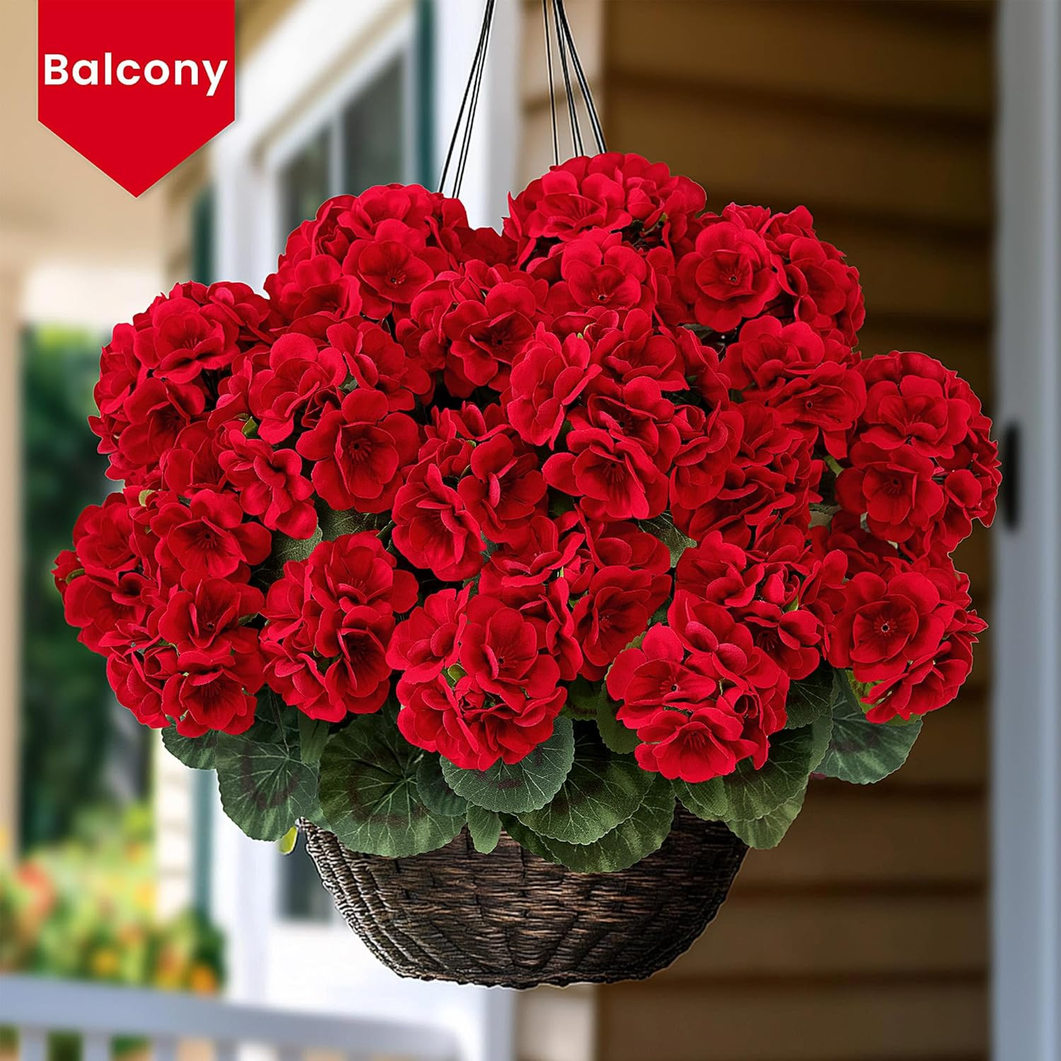 6 PCS 14″ Artificial Geranium Flowers for Outdoors, Realistic Artificial Flowers