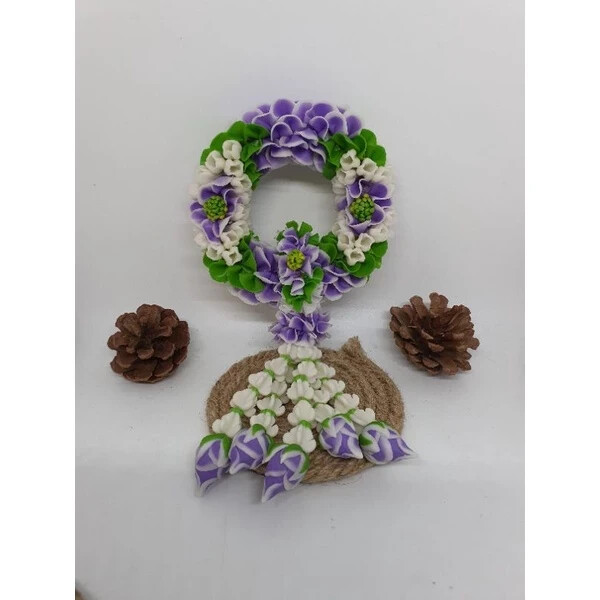 7 in. Clay Worship Garland Votive Asian Thai Display Decorative Souvenirs Gifts