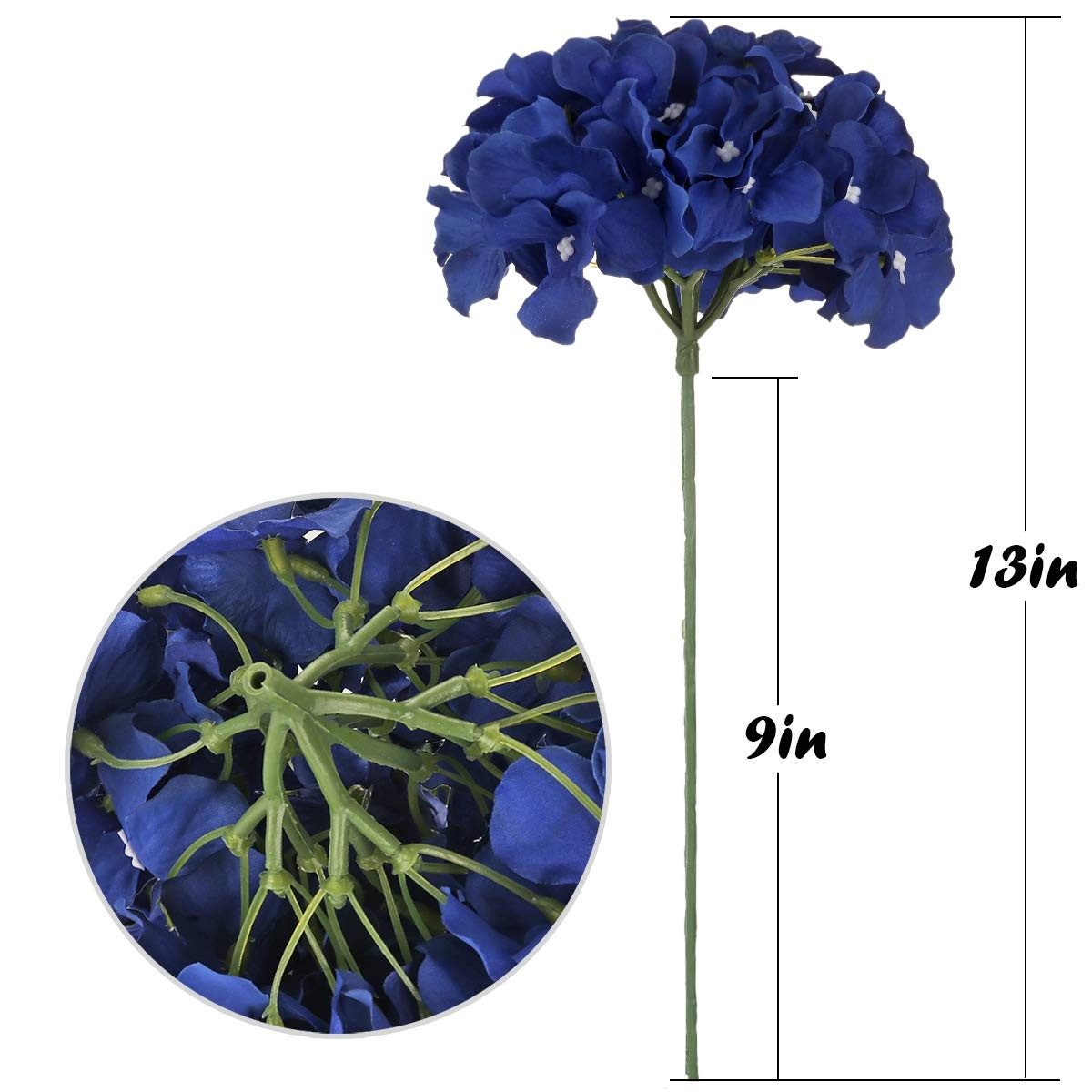 Flojery Silk Hydrangea Heads Artificial Flowers Heads with Stems for Home Wed…