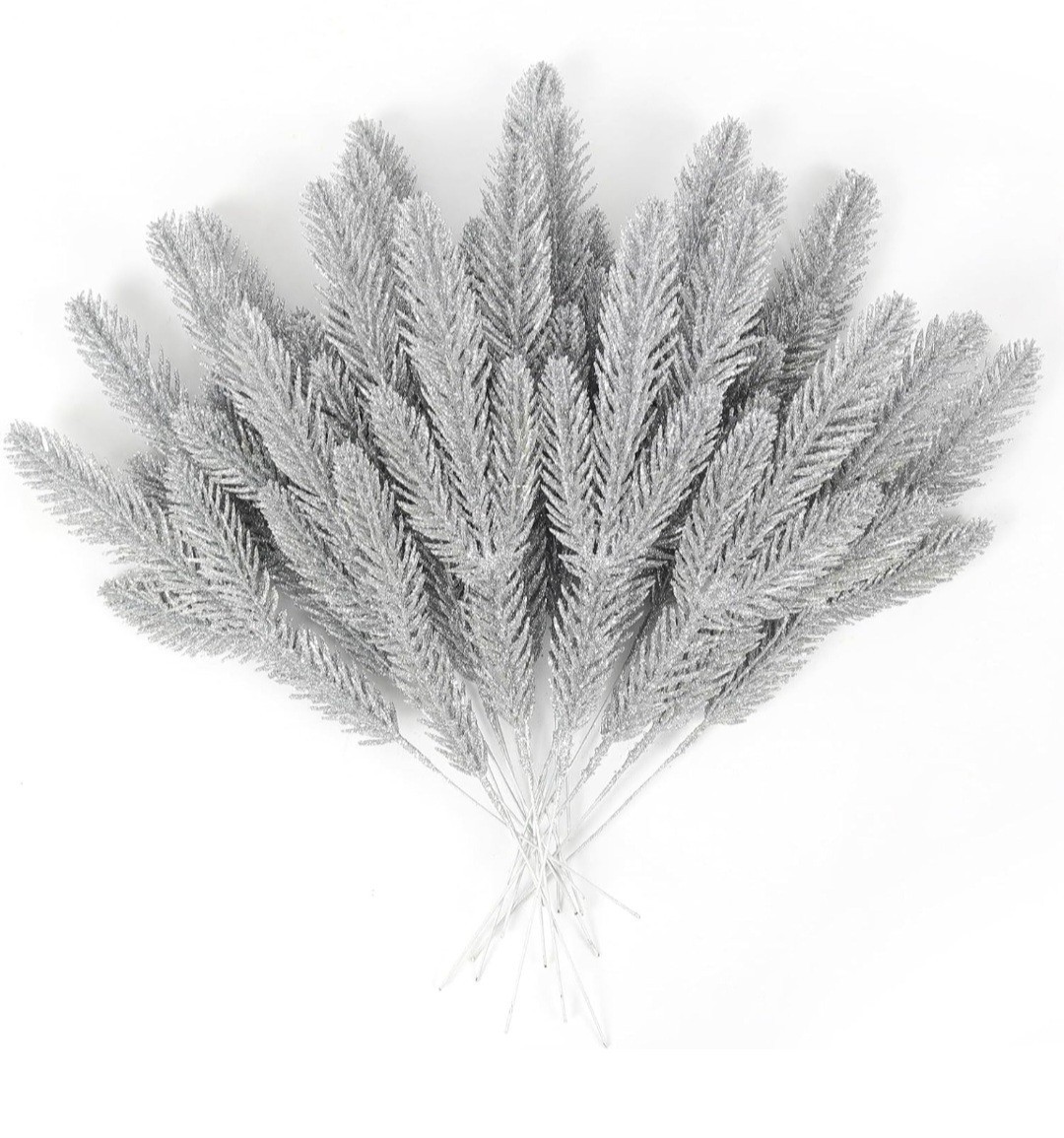 Recutms 20pcs Artificial Pine Needles Branches Christmas Glitter Twigs Pine…