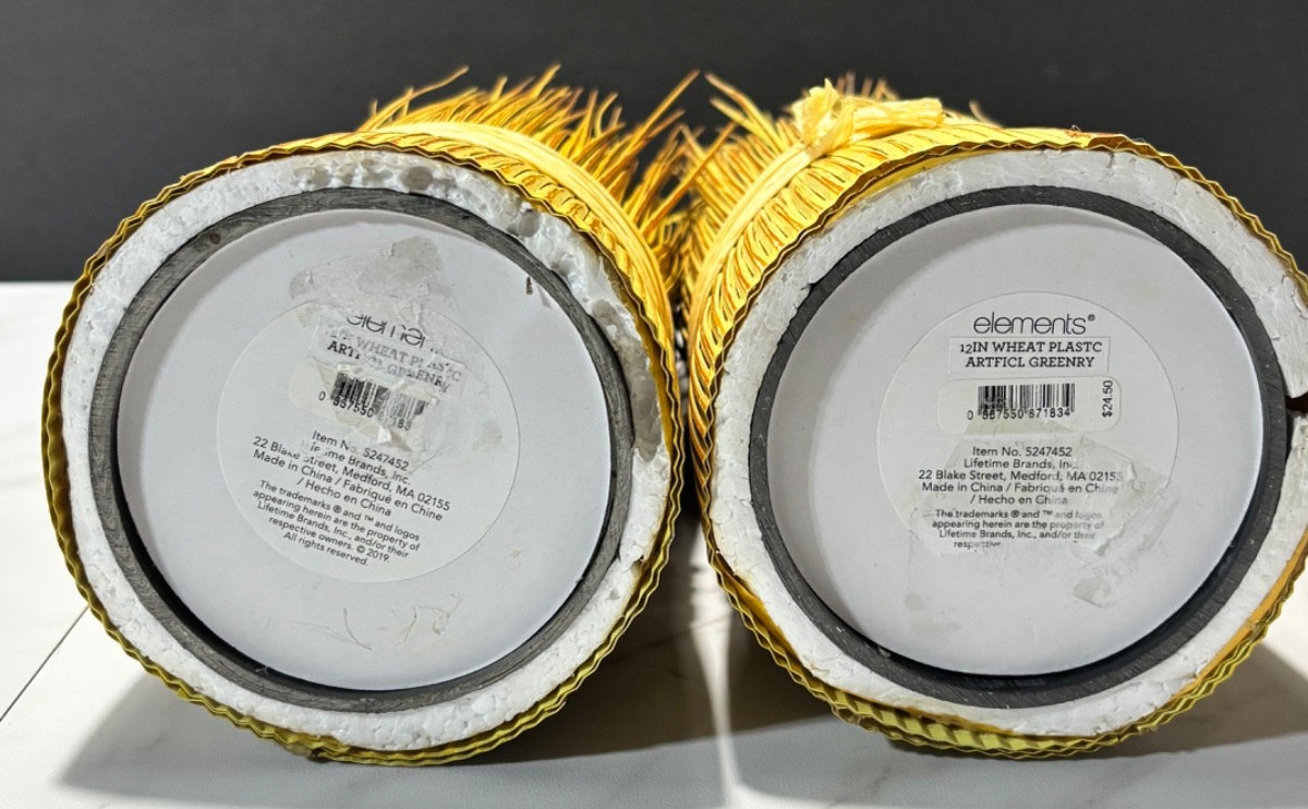 Set of 2 Elements Artificial Wheat Bundles 12” Fall Harvest Table Decor