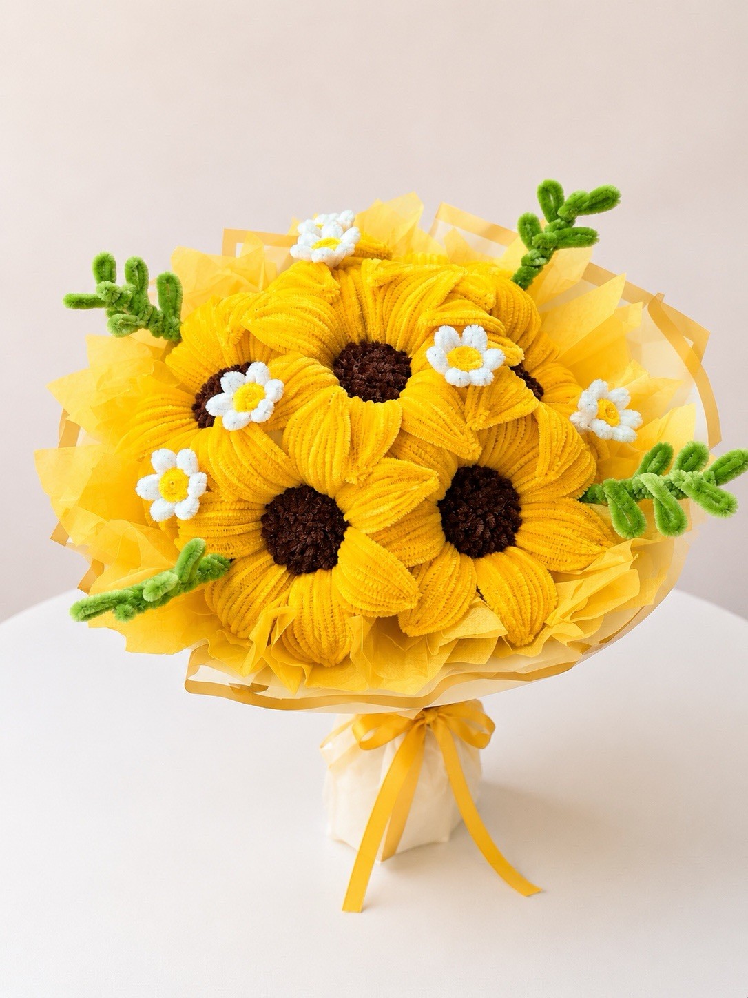 🌻 Eternal Sunflower Bouquet – Handmade Floral Arrangement with Daisies,