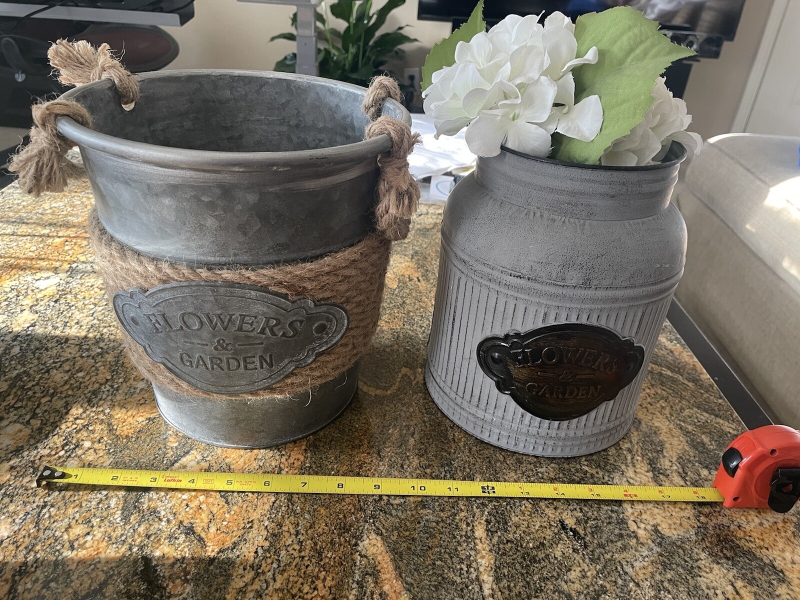 2 Decorative Decor Hobby Lobby Tin Containers With Flowers Floral White Roses