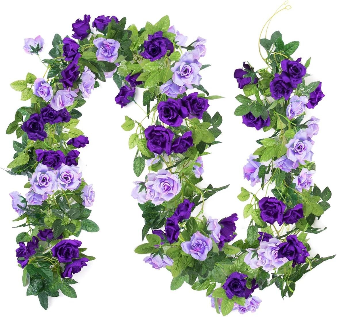 3Pack Artificial Rose Flower Garland, 23.7FT Fake Vines Silk Flowers Hanging Ros