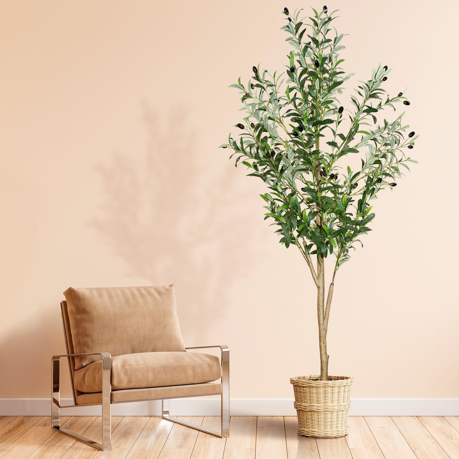 6ft Faux Olive Tree, Artificial Tree Indoor, High Imitation 6ft, Green