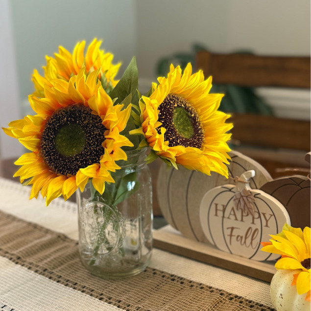 Artificial Flower Arrangement 32oz Mason Jar LED Fall Rustic Home Floral Decor