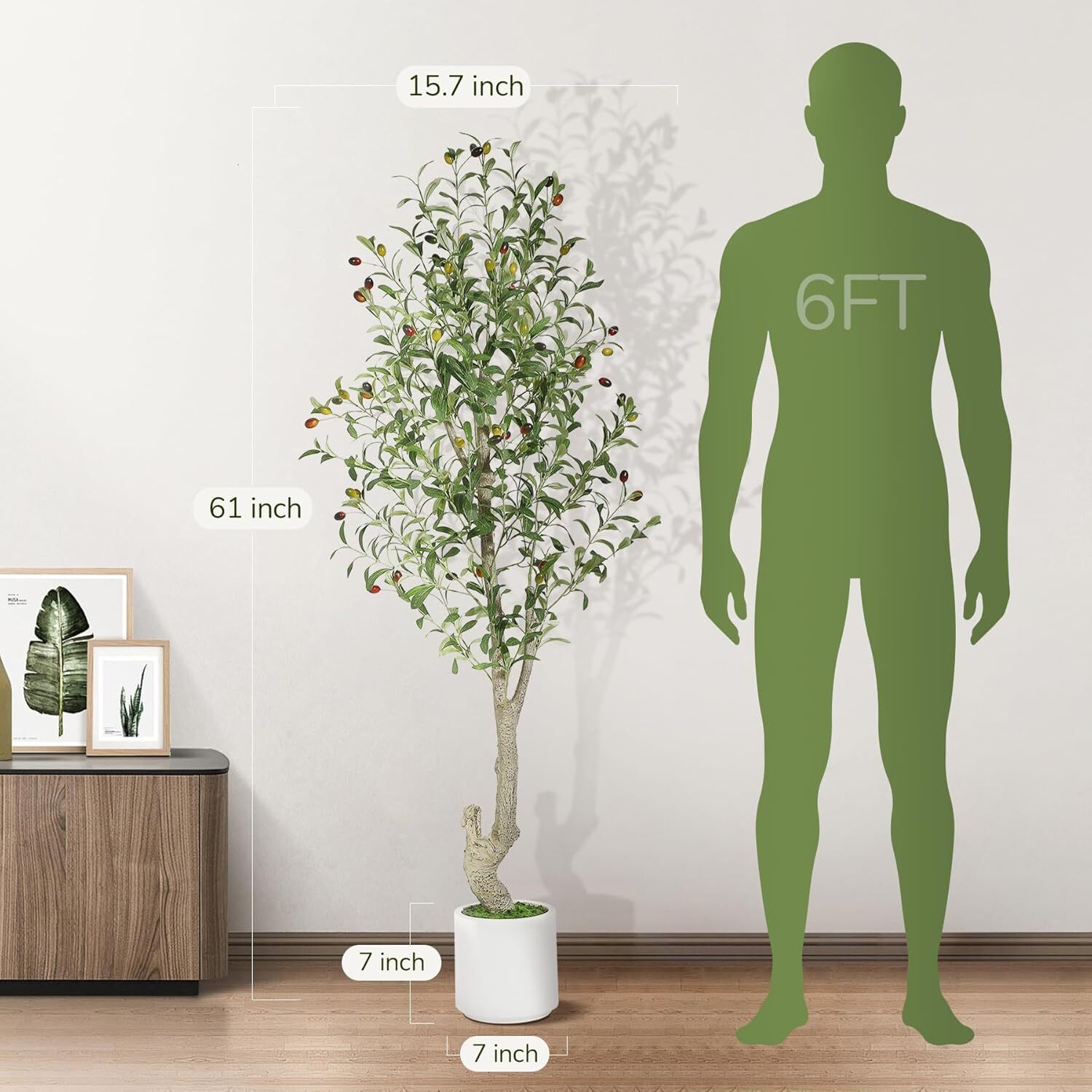 1/2 Pcs Fake Tree 5/67FT Tall Large Faux Realistic Olive Plant Artificial Olive