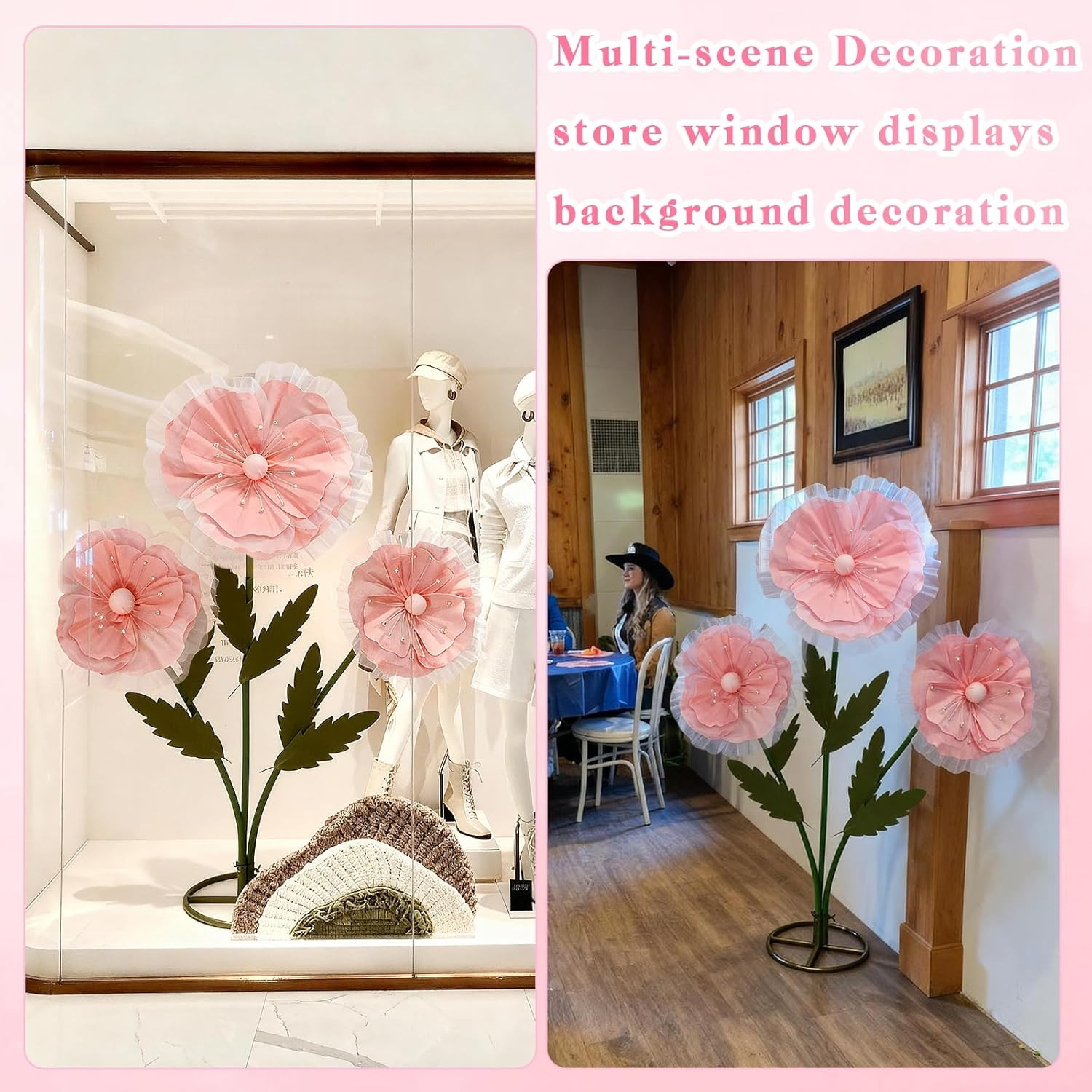 Giant Pink Silk Flowers – 3PCS 5.9Ft Decor for Weddings & Events