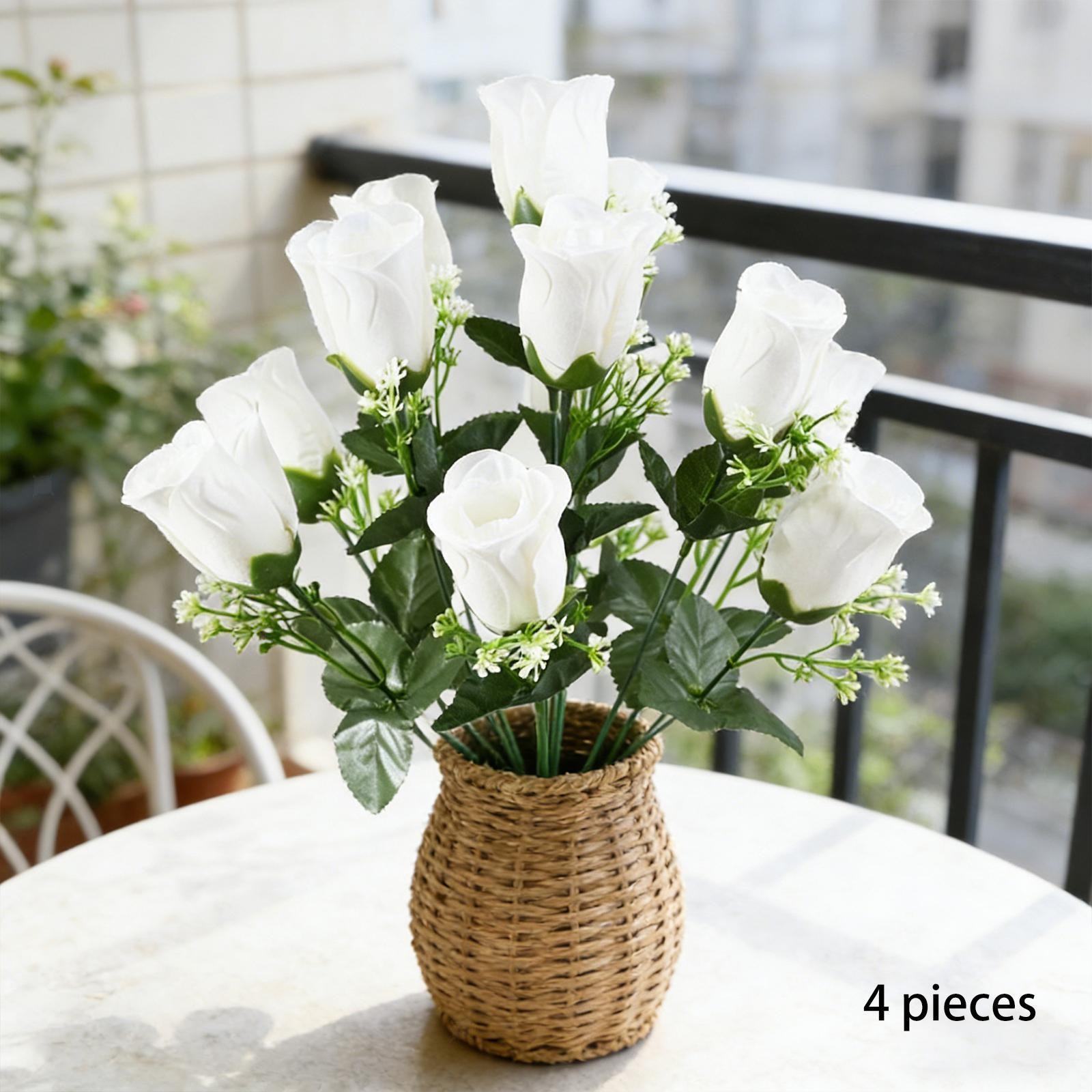 4 Pieces Artificial Rose Flowers DIY Simulation Flower for Home Indoor Party