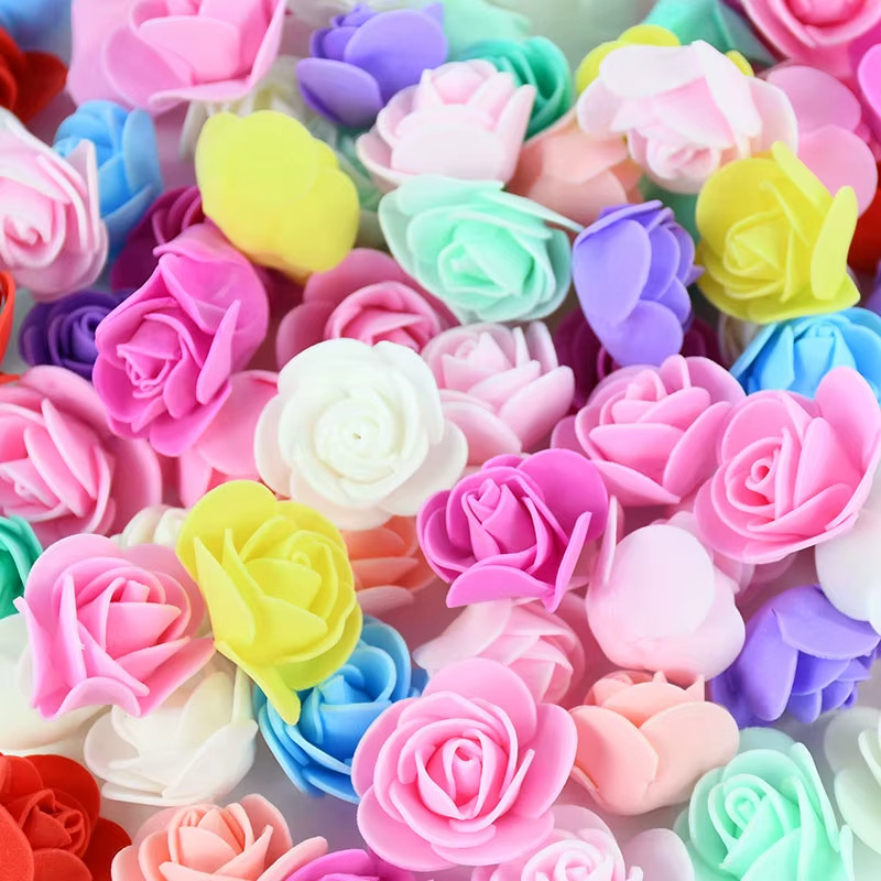 50/100/200Pcs 3.5Cm PE Foam Rose Head Artificial Flower for Wedding Birthday Par