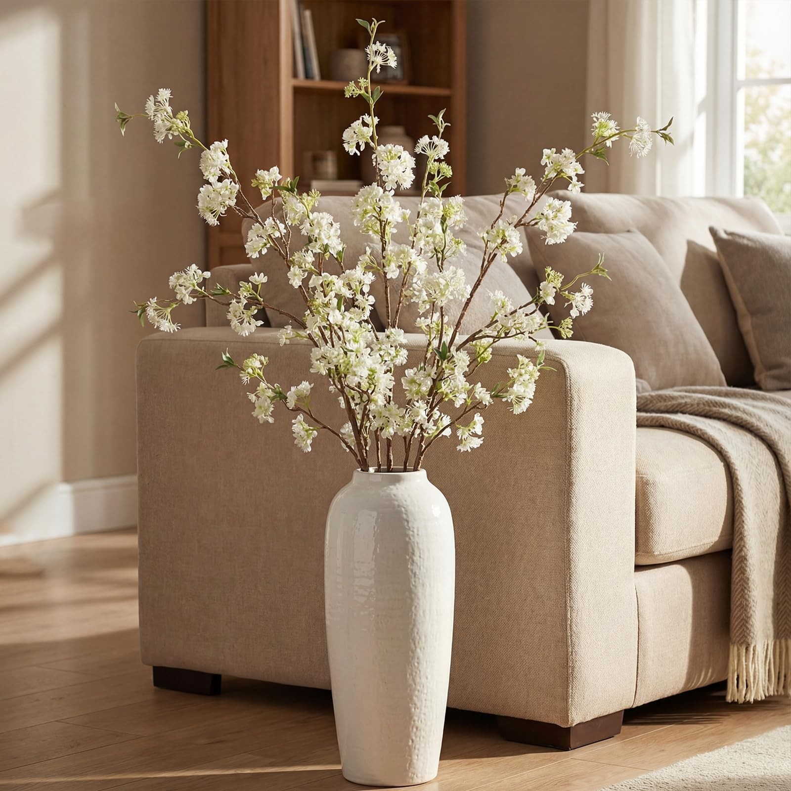 6pcs 39.3 Inch Artificial White Snow Willow Branches for Vases Fake Artificia…