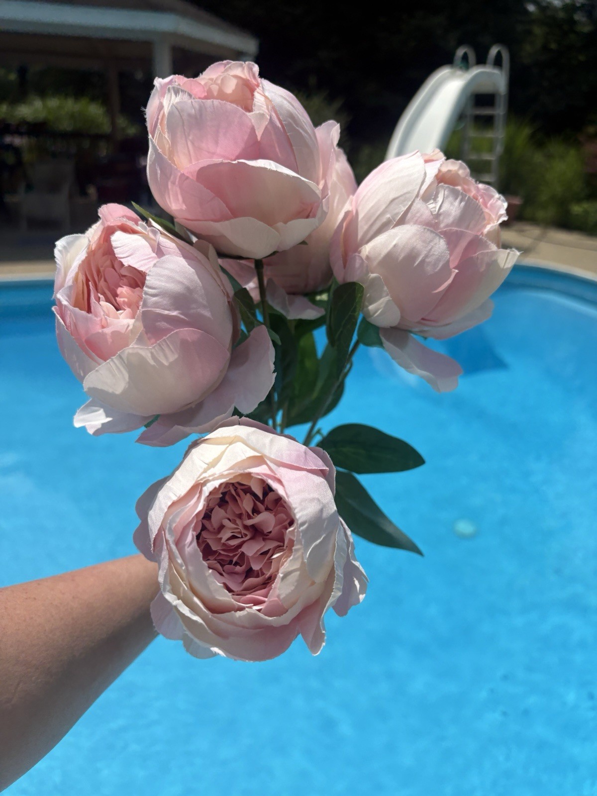 Artificial Flowers Lot European Style Spun Peonies Mauve Pink Colored 4 Bouquets