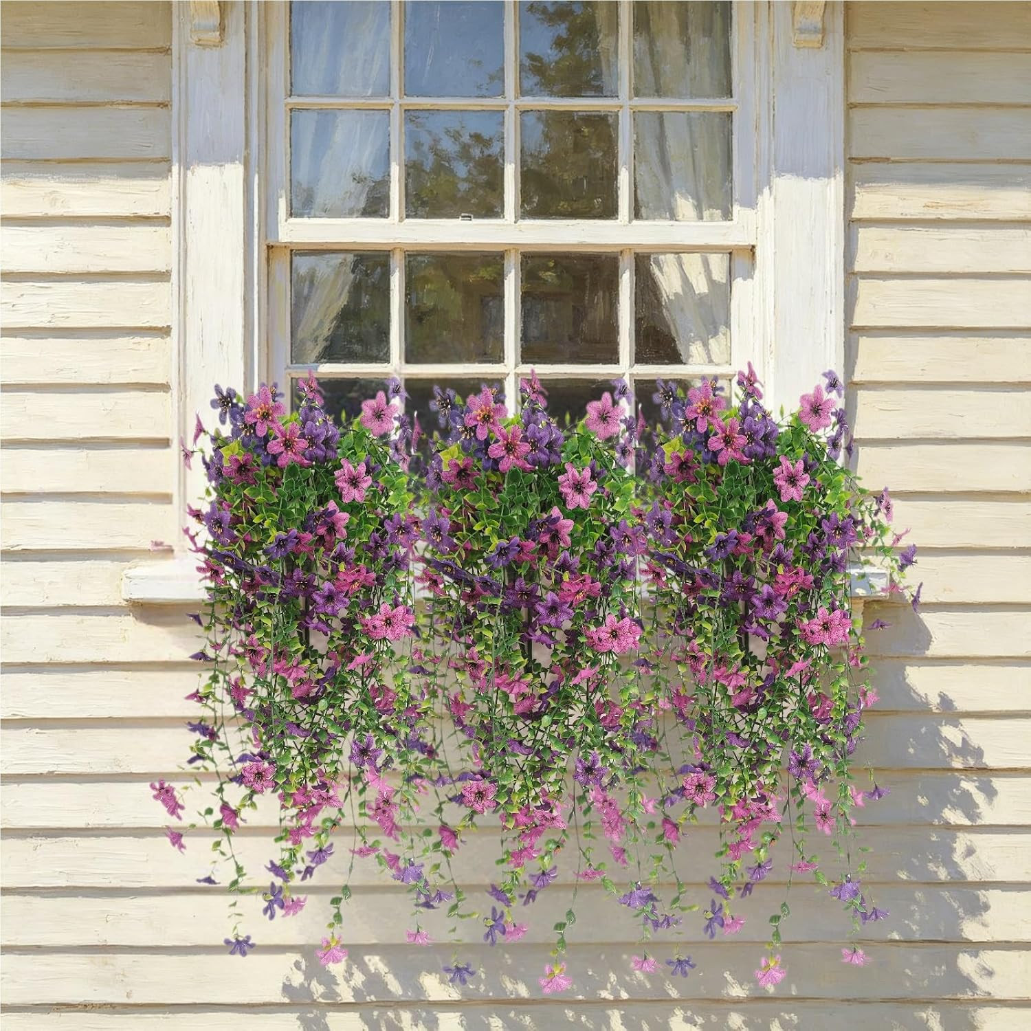 6 PCS Artificial Hanging Flowers for Outdoor Decoration, UV Resistant Realistic