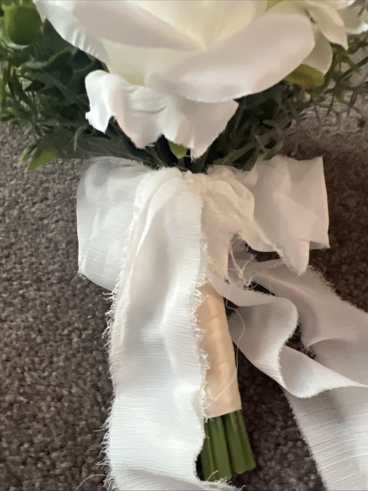 Lot of 8 Faux Silk Ivory Sage Green Rose Peony Artificial Bridesmaids Bouquets