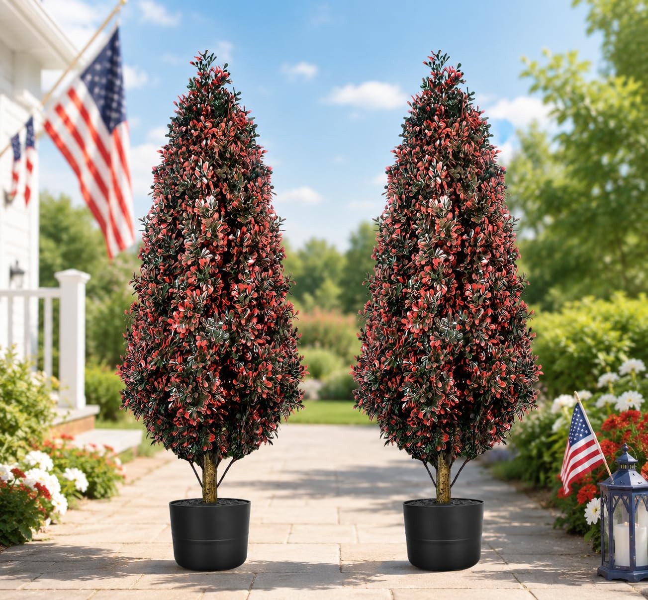2PACK Tall Faux Potted Plants Artificial Topiary Trees Outdoor Indoor Faux Sh…