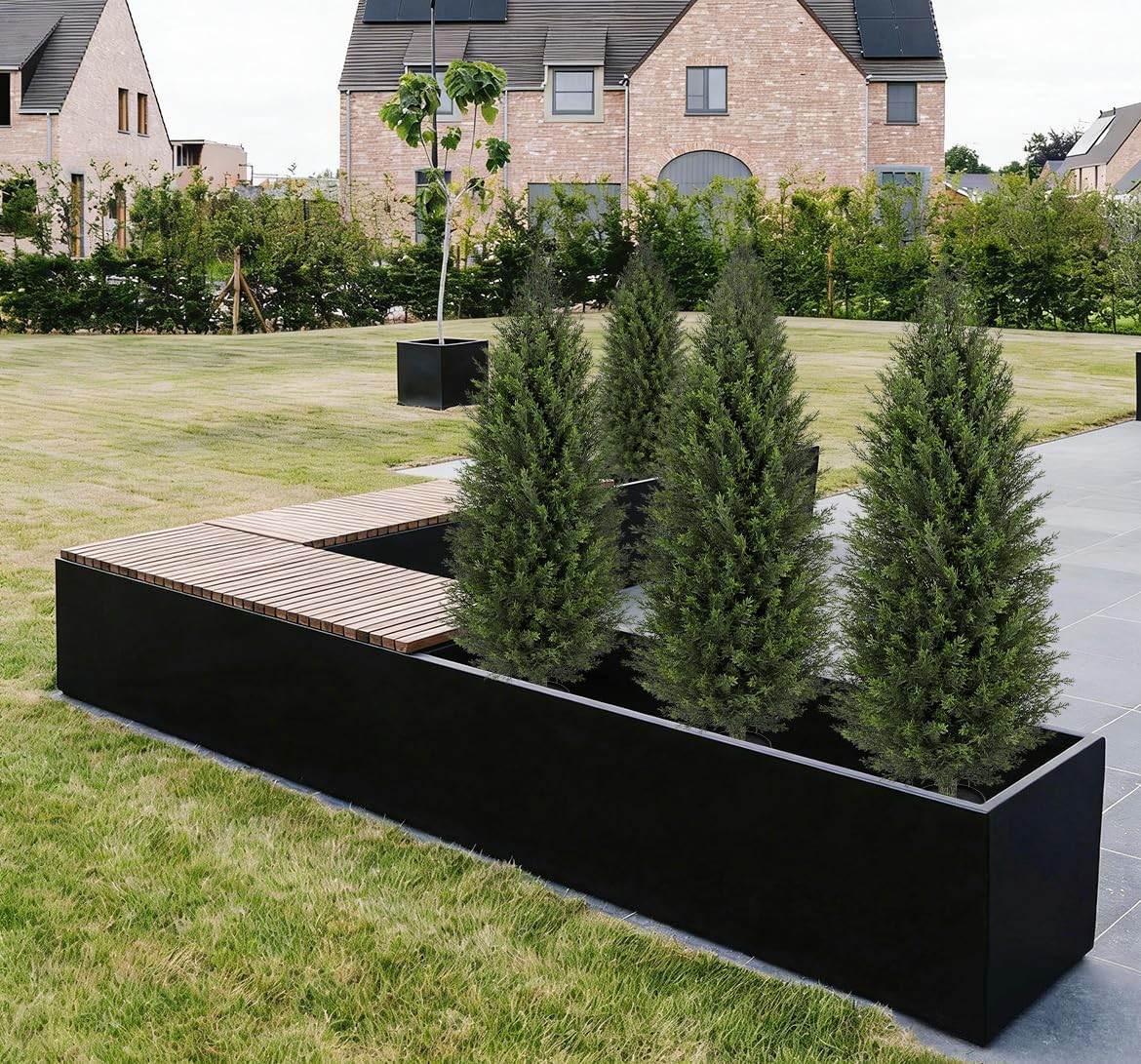 Set of 2 4FT Artificial Cedar Topiary Trees for Indoor/Outdoor Decor