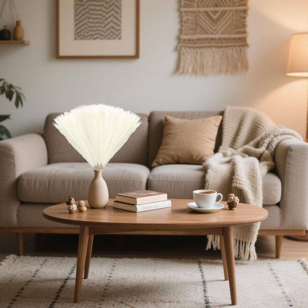 0.05 in 30 Pcs Ivory Artificial Pampas Grass Beige Color Family Artificial Plant