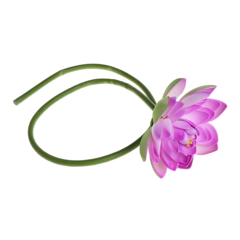 Artificial Fake Flower Lotus Water Lily with Rod Plants Garden Pond Vase Decor