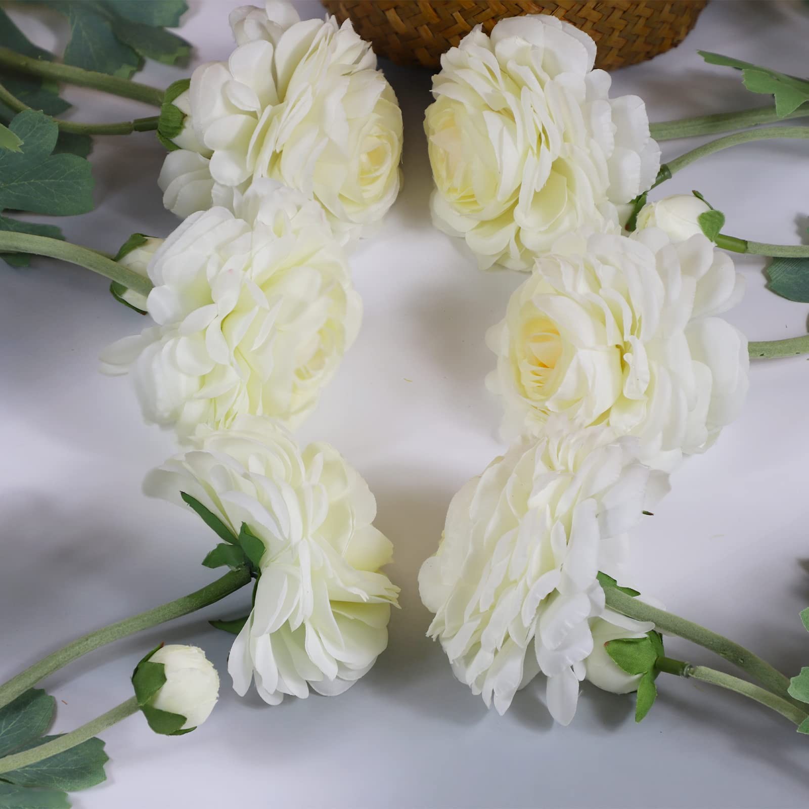 Artificial Ranunculus Long Stem Buttercup Silk Flowers 6pcs for Home Decor an…