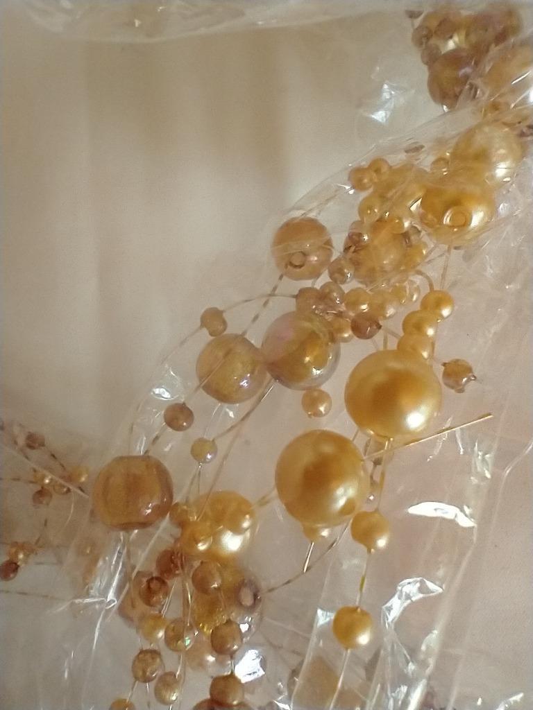 NEW 5′ SULLIVANS TAN PEARL BEAD GARLAND~FRINGE~WEDDING~CRAFTS~PLASTIC ENAMELED