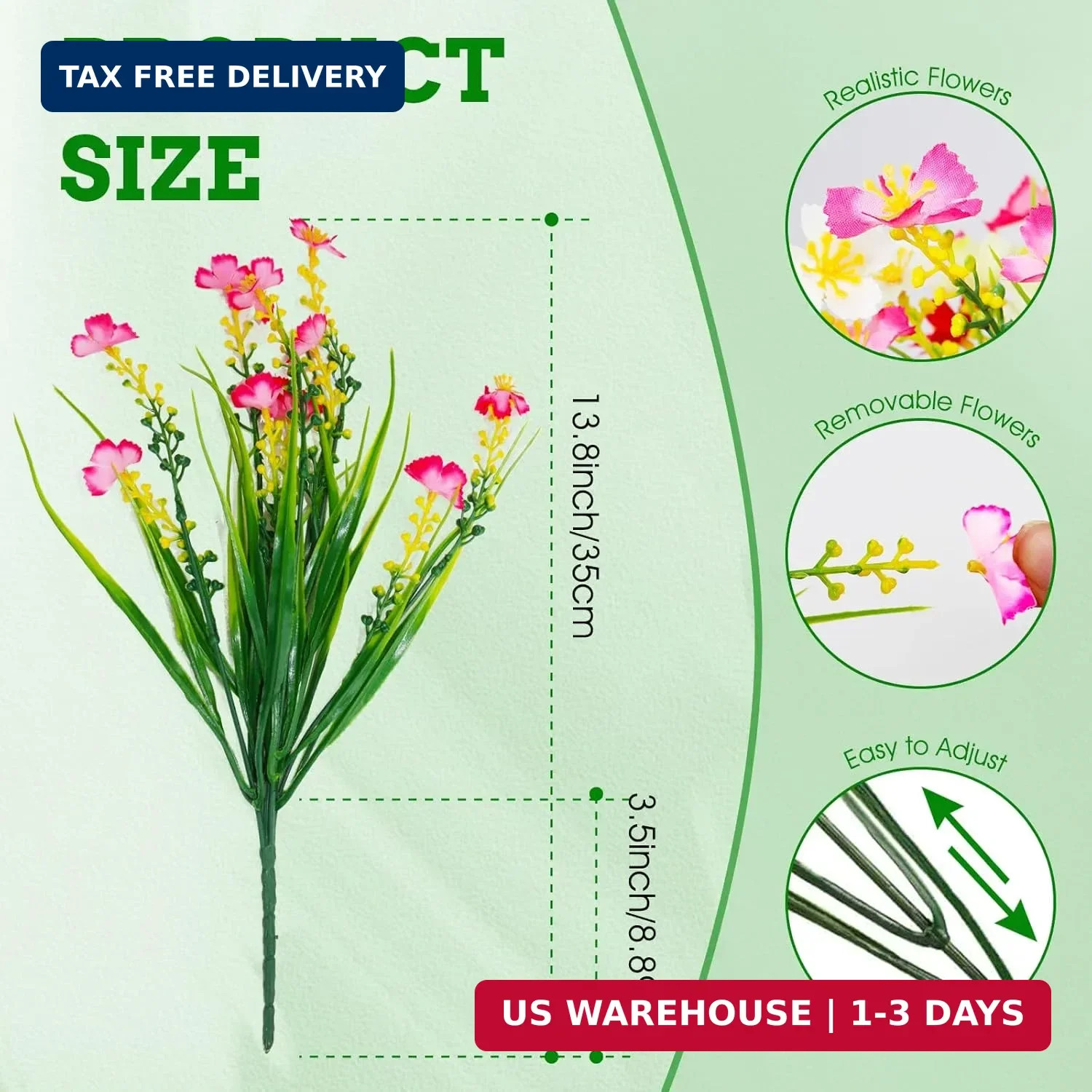 12 Bundles Artificial Outdoor Flowers Fake Silk Plants Spring Decoration Indoor