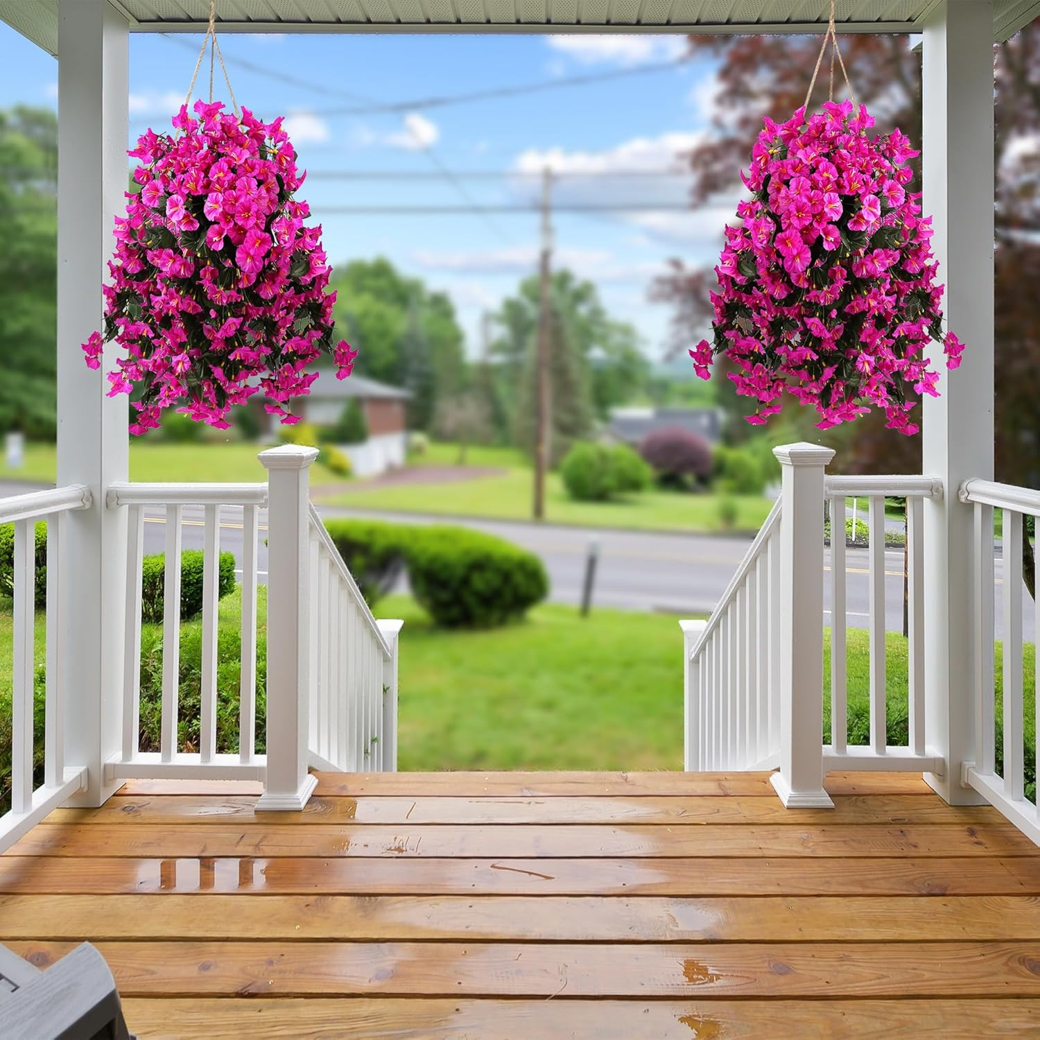Artificial Fake Hanging Flowers Plants for Outdoor outside Spring Summer Deco…