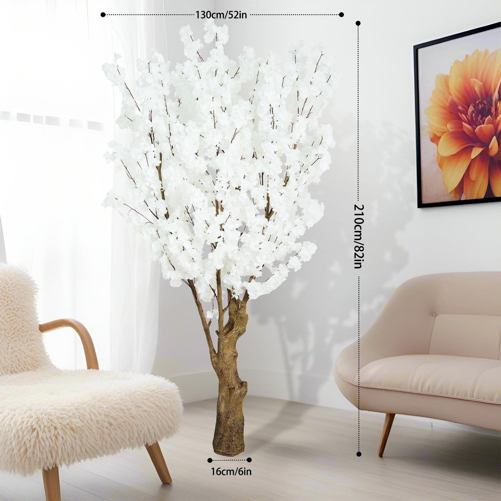 7FT Artificial Cherry Blossom Tree, White Faux Flower Tree for Home, Office, …