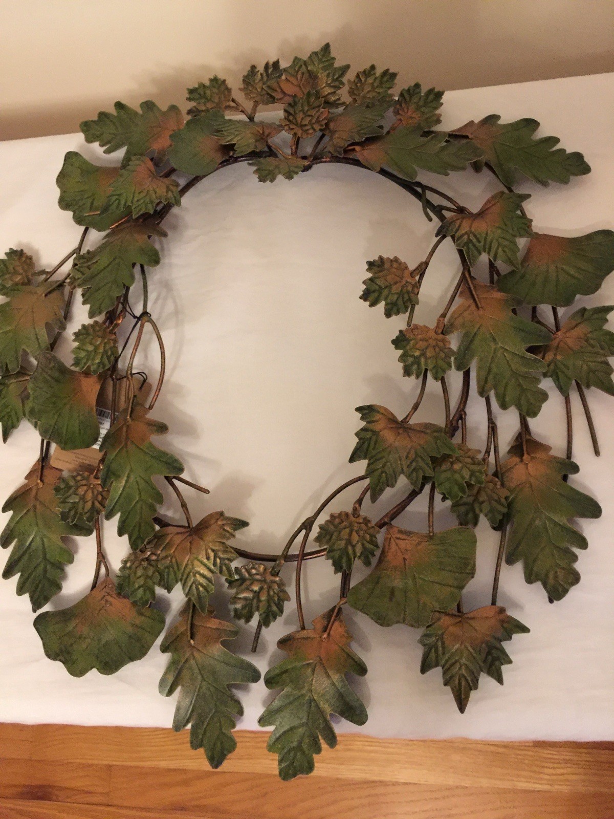 NWD Green Metal Evergreen Enterprises Leaf Wreath Wall Decor 20” H X 18” W