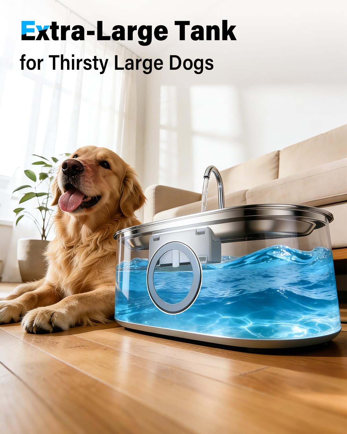 4.2Gal Dog Water Fountain for Large Dogs, Fountain, Silver