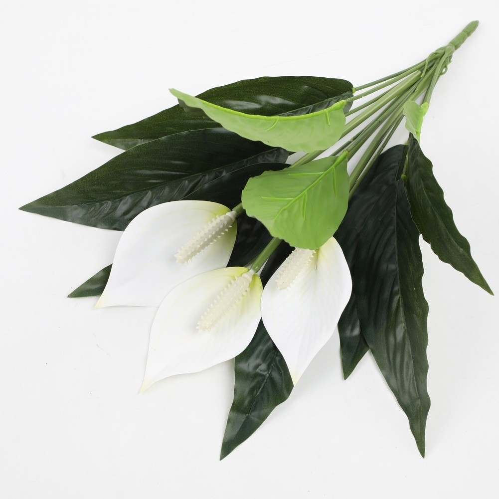 Artificial Plants 42cm White Anthurium Leaves for Wedding Photography Backdrops