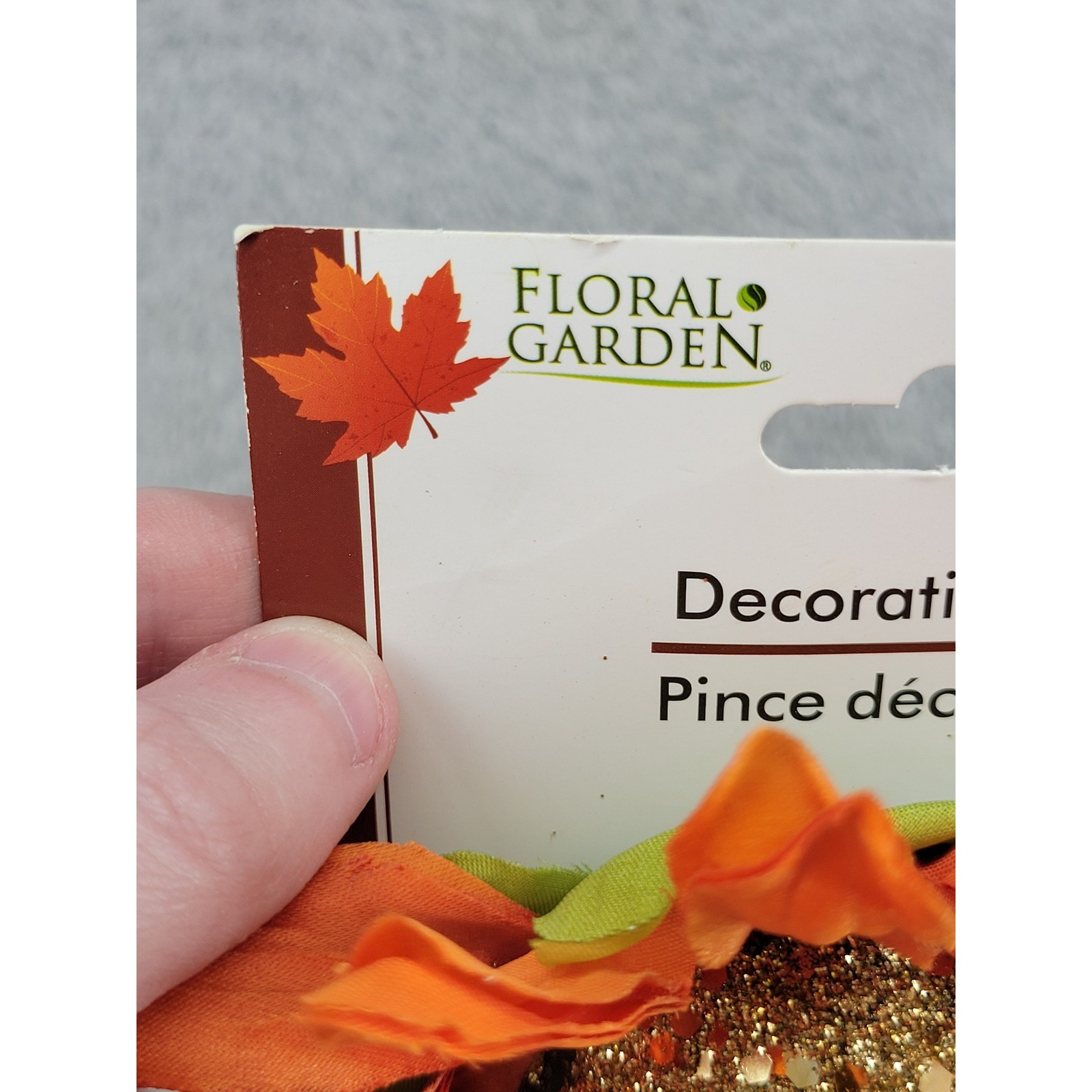 Floral Garden Orange Sunflower Decorative Clip Gold Glitter Fall Autumn Decor
