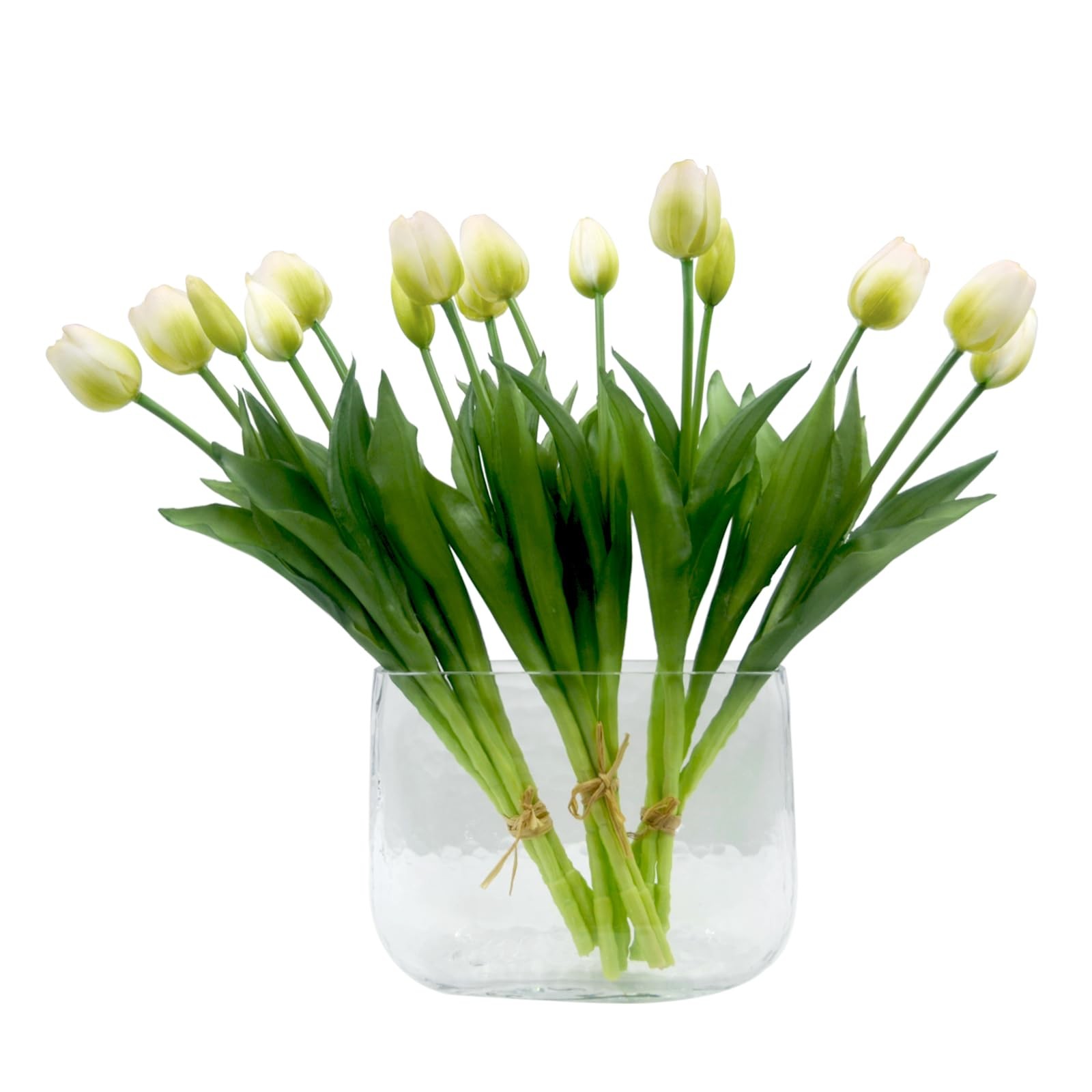 15 PCS Artificial Tulips Flowers Real Touch White Faux Latex Bouquet