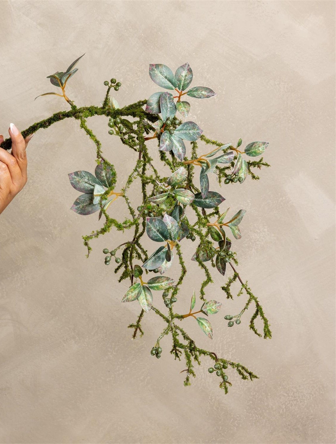 New Rustic SPRING GREENERY MOSSY TWIG BRANCH Hanging Tear Drop Vine Stem Bush