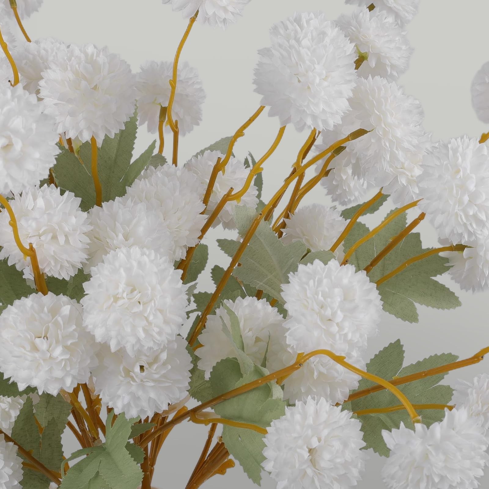 12 PCS Artificial White Chrysanthemum Kiku Pom Mums Faux Floral Centerpiece