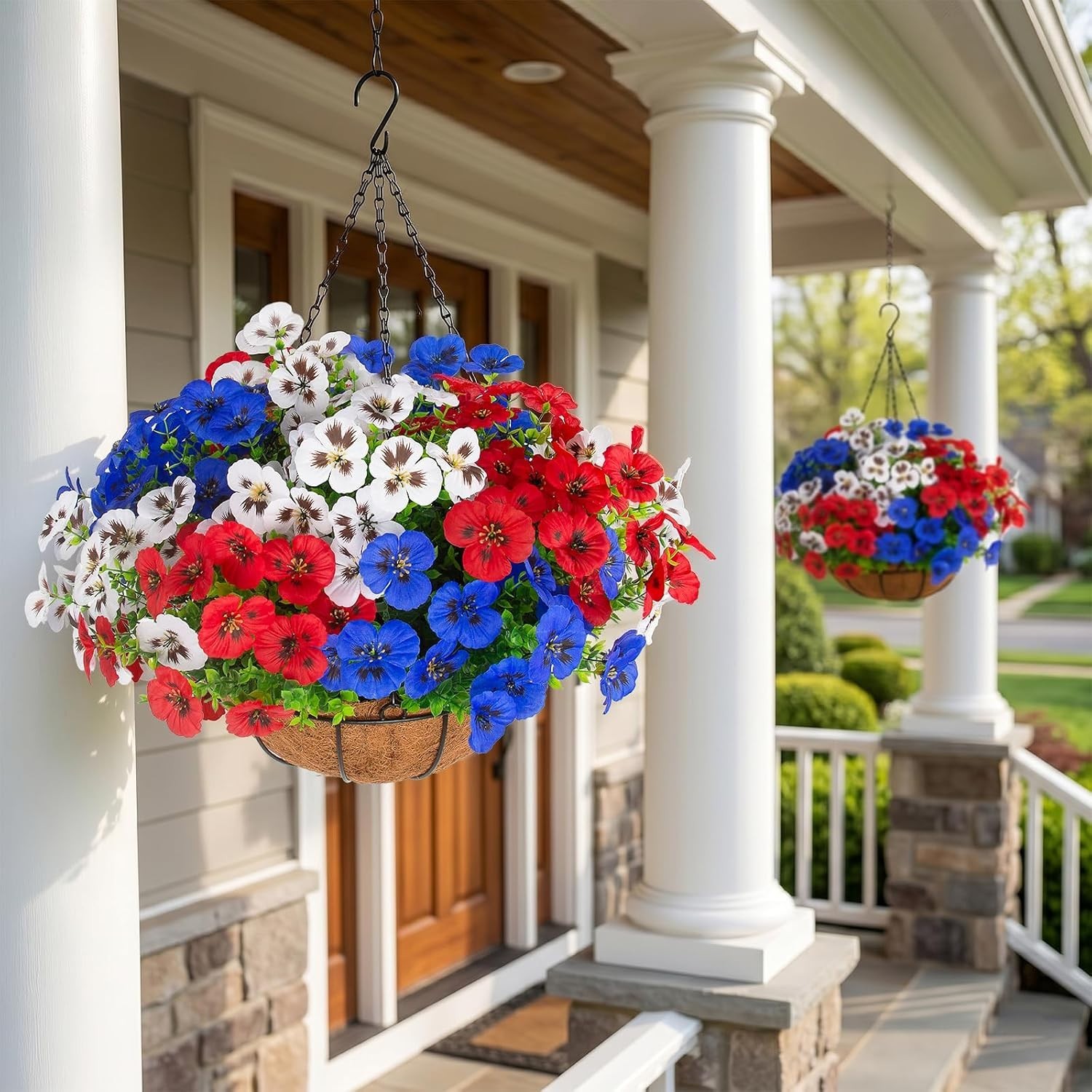Realistic Artificial Pansies with Hanging Baskets – 24 Pcs