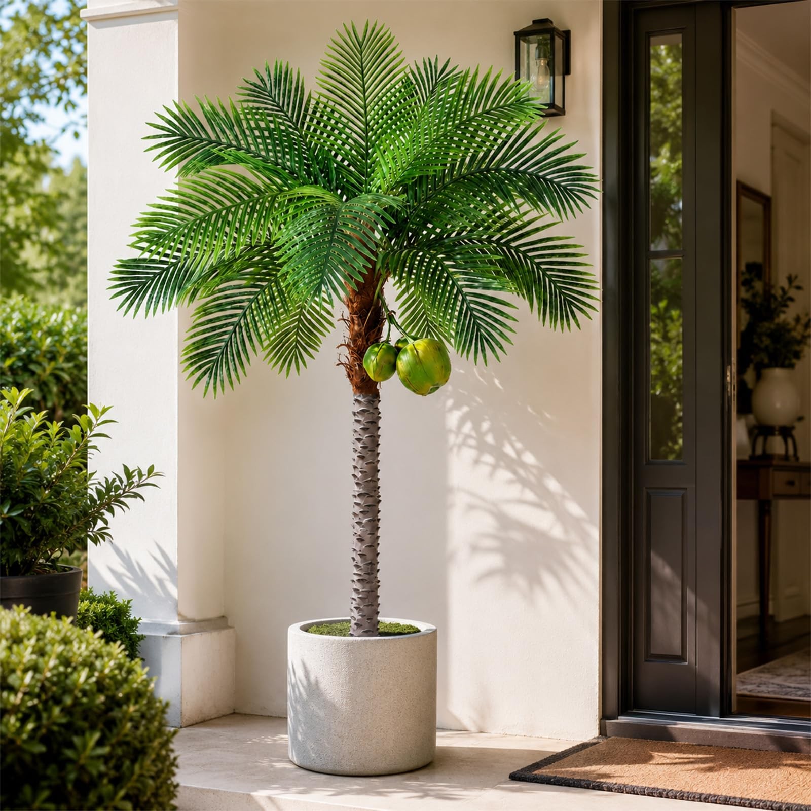 7ft Tall Artificial Phoenix Palm Tree with 3 Coconut Fruits, Large Fake Tropi…