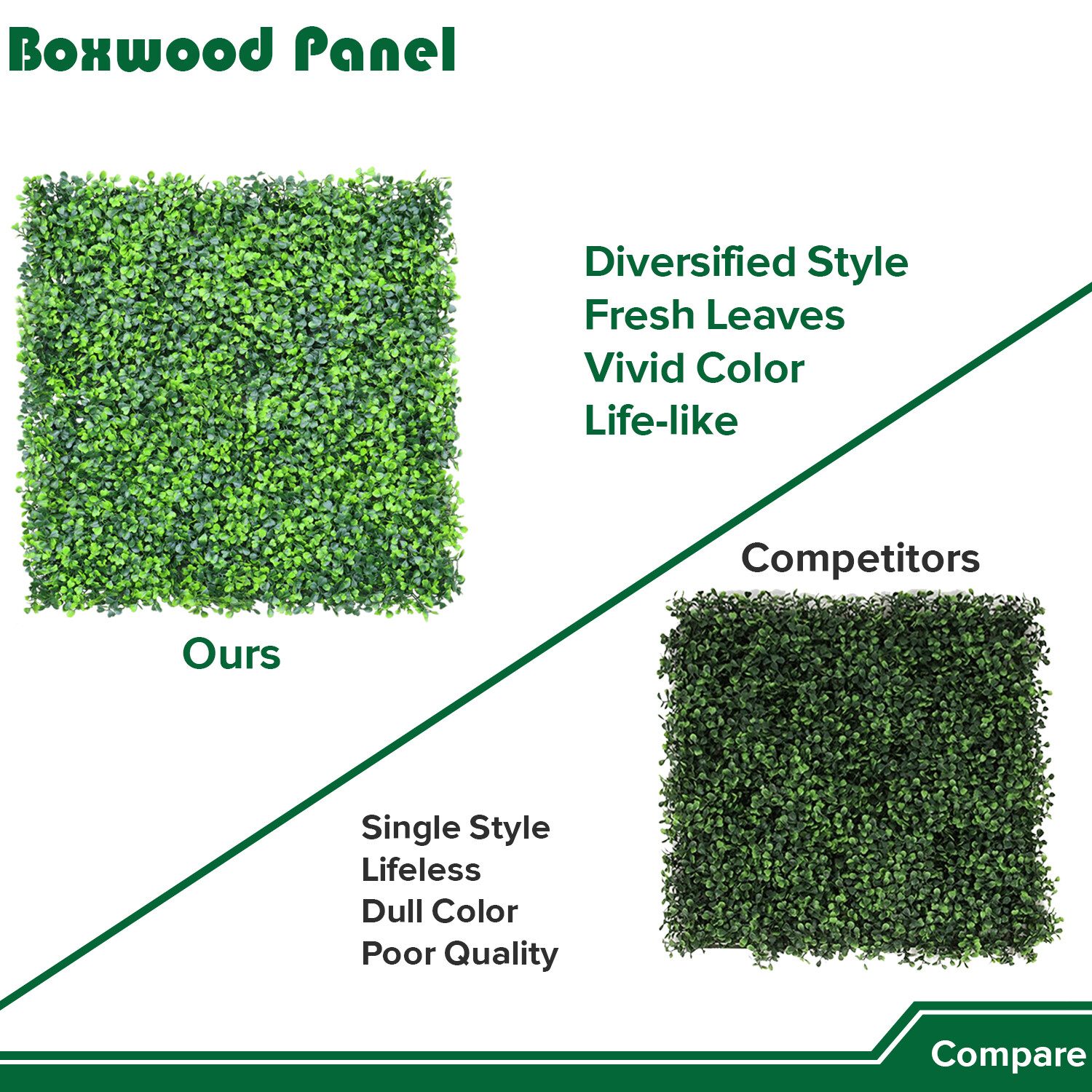 20″ Artificial Faux Boxwood Leaf Ivy Mats Greenery Home Festival Wall Decor
