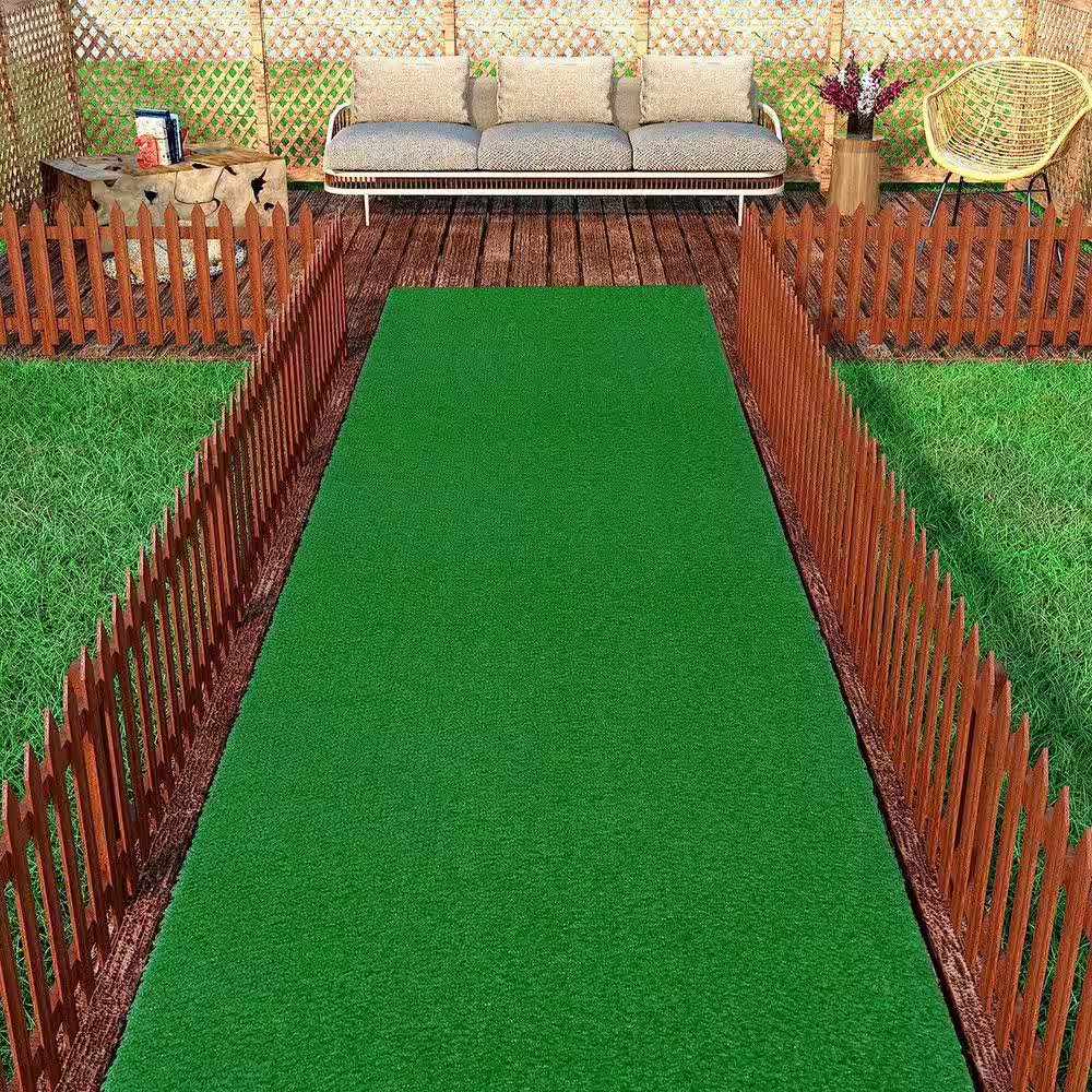 Meadowland Collection Waterproof Solid 3 Ft. X 20 Ft. Green Indoor/Outdoor Artif