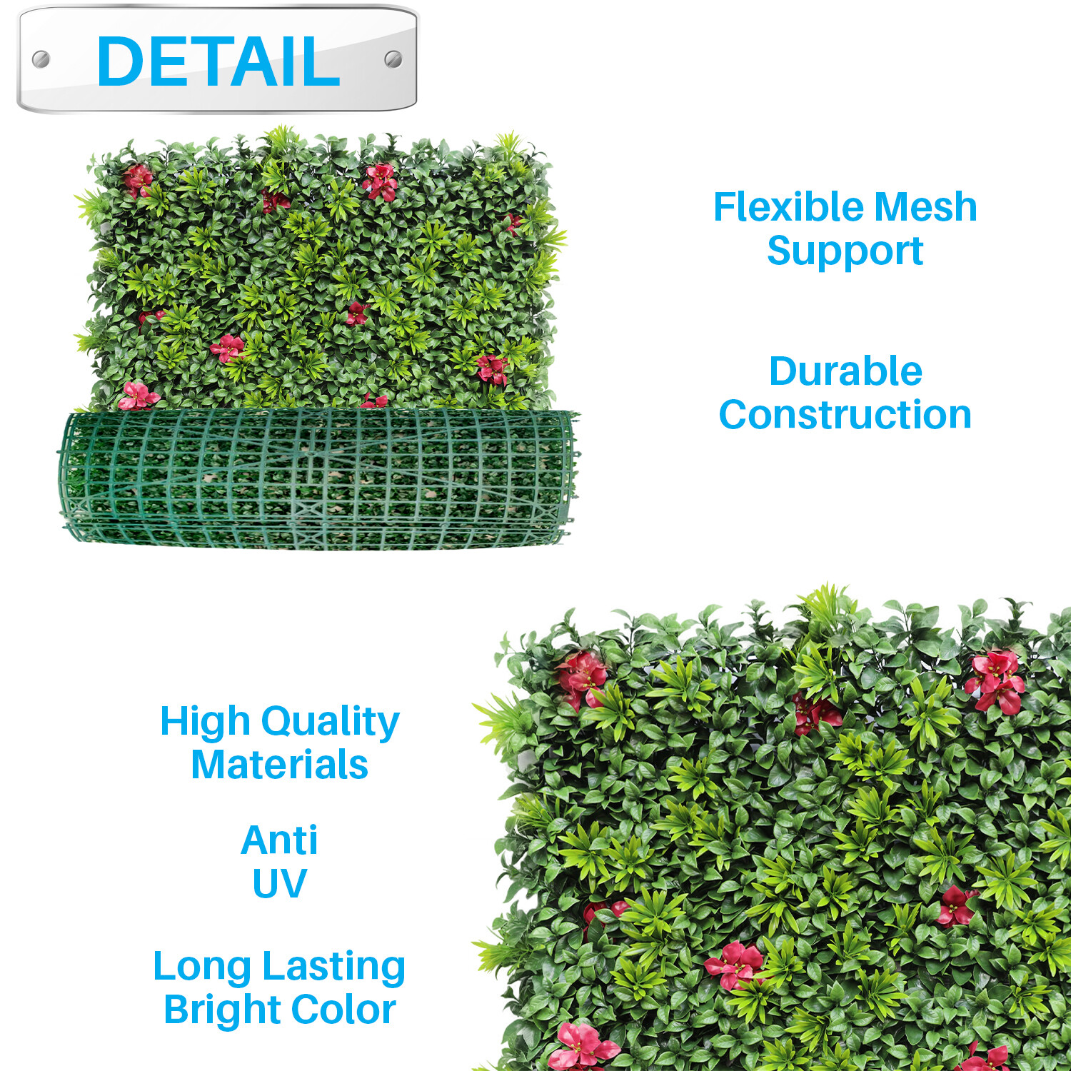40 Inch 3D Artificial Boxwood Wall Hedge Mat Panels Outdoor Grass Fence Style#1