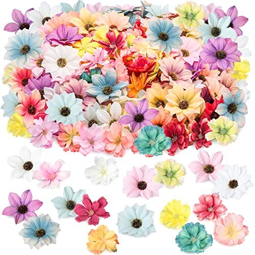 Faux Flower Heads Mini Artificial Flower Heads Fake Peony Daisy Rose Plum