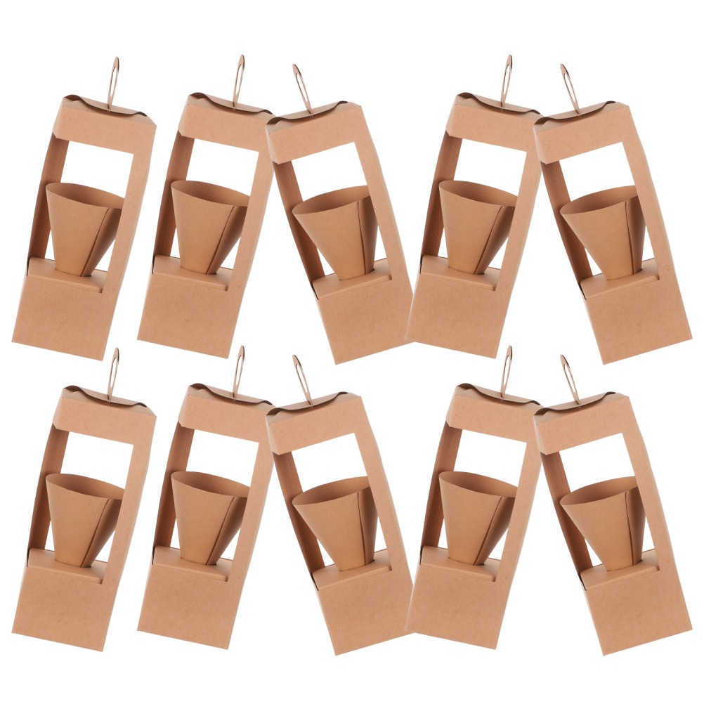 10 Pcs Bouquet Holder with Handle Flower Basket for Valentine’s Day
