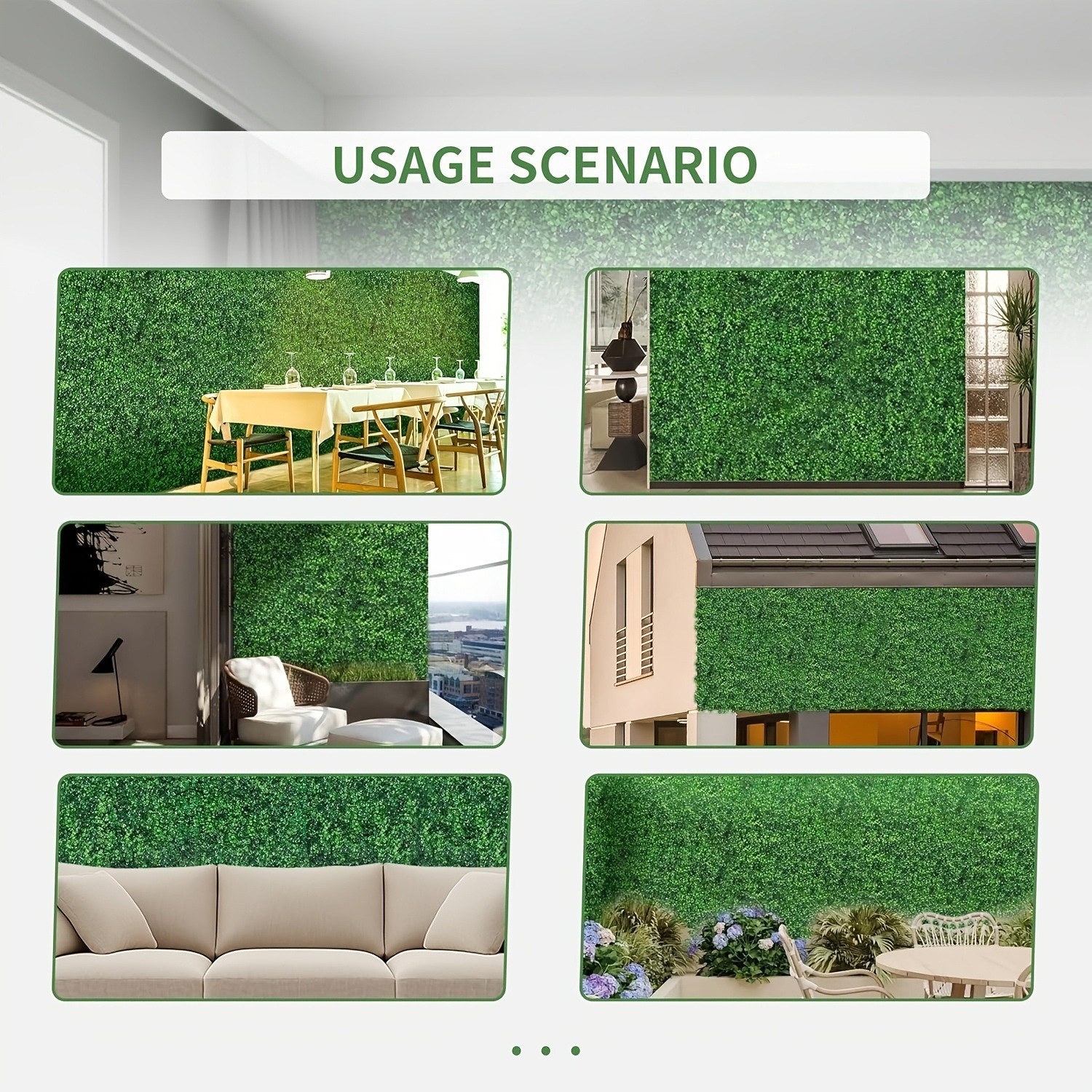 24×16 inch artificial wall grass decoration,12 pieces of yew wood board