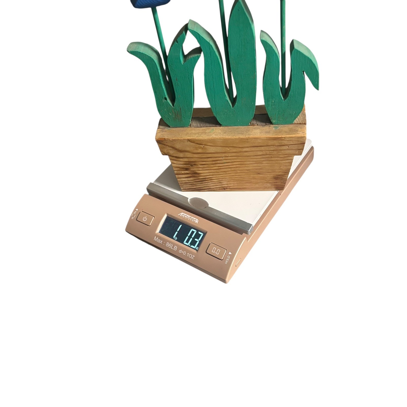 Wooden Potted Tulip Flowers Red Blue Yellow Garden Decor Tabletop Accent