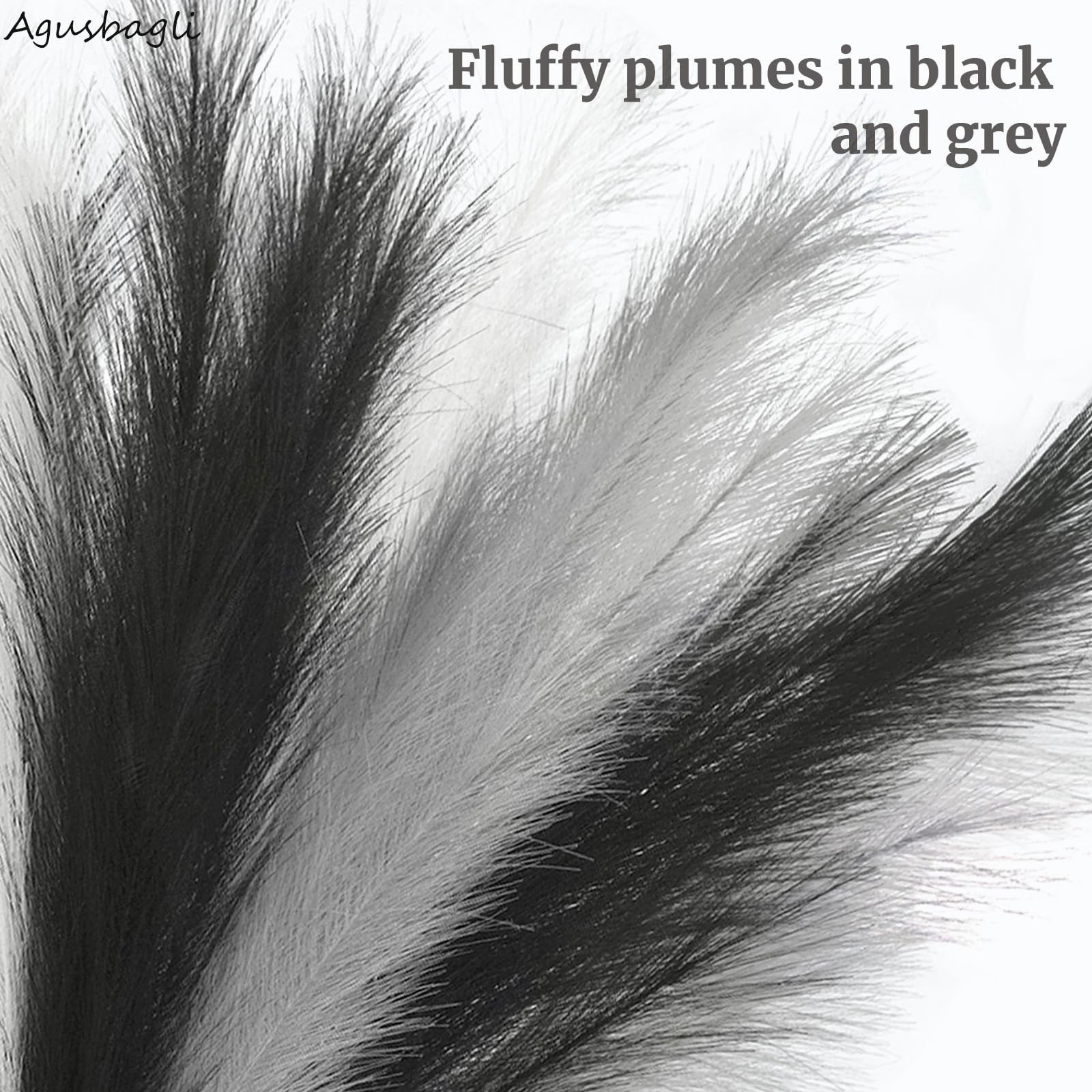 8 Pcs Black Faux Pampas Grass Decor 35“ Fluffy Tall Artificial Colored Pampas…