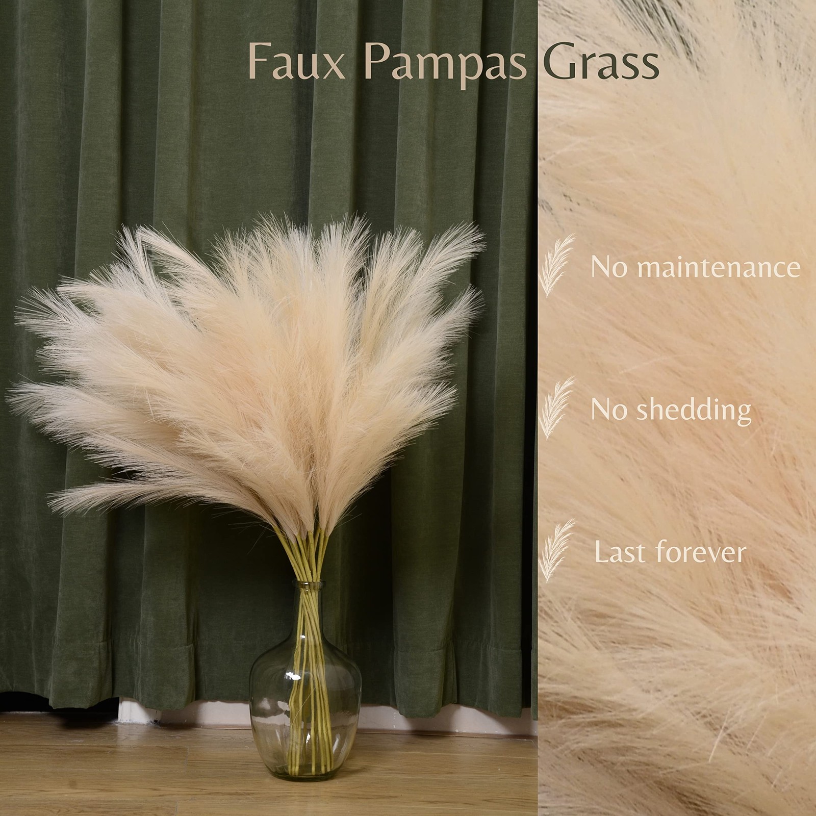 Pampas Grass Decor Tall, 9PCS Pompas, Large Faux Pampas Grass, 38” Tall Pamp…