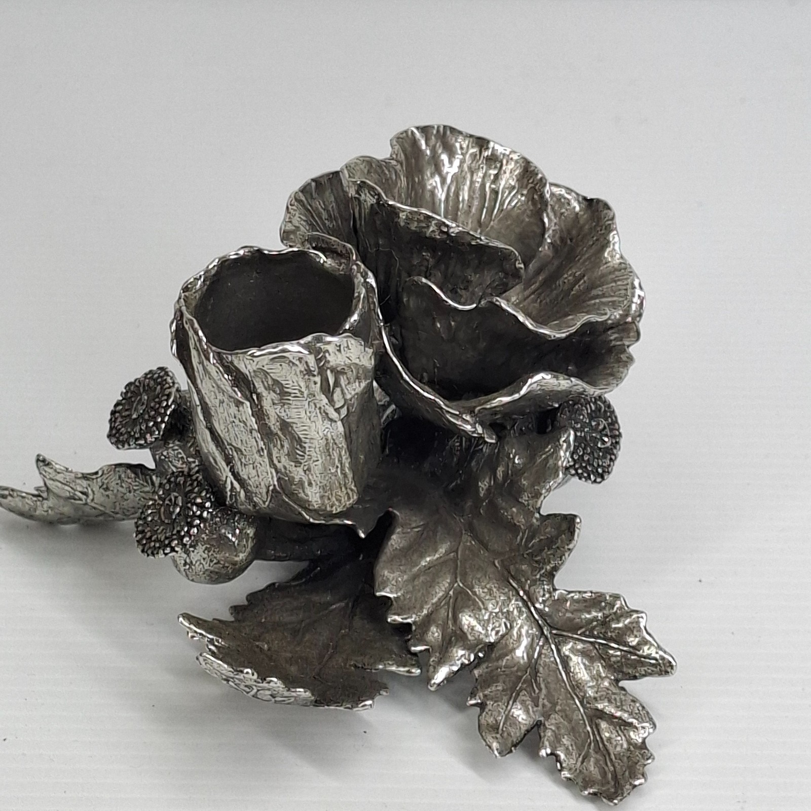 Vintage Royal Selangor Pewter Poppy Flower Candle Stick/Stand Holder Solid Heavy