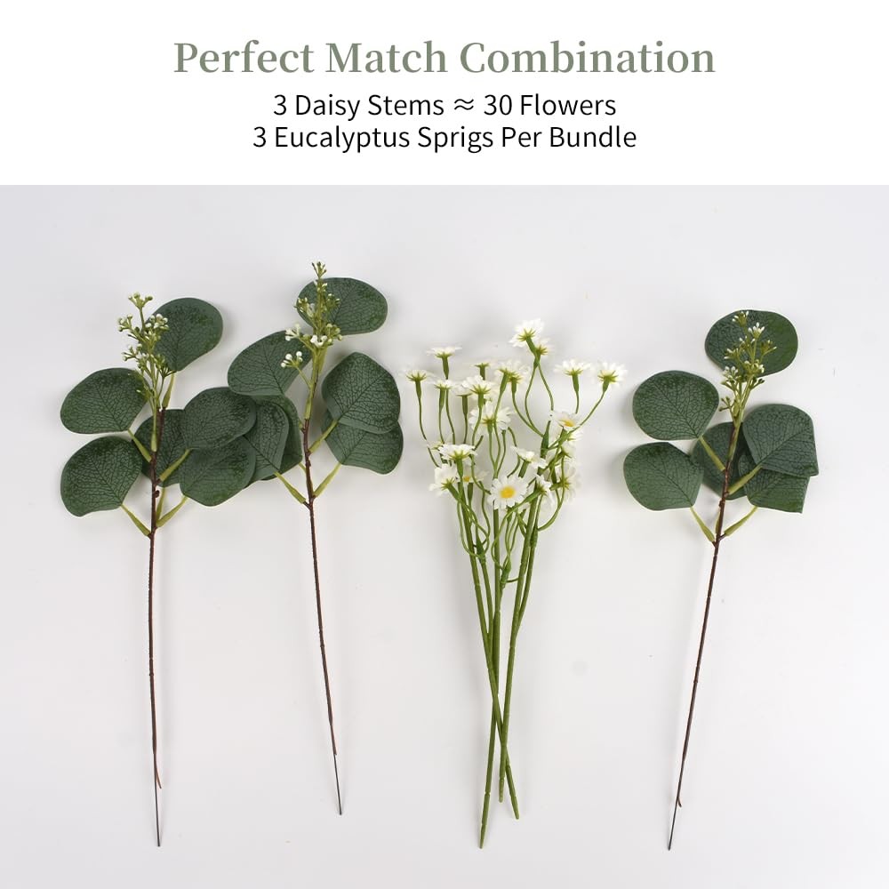 12PCS Artificial Eucalyptus Stems Flowers Bulk (Small Size)