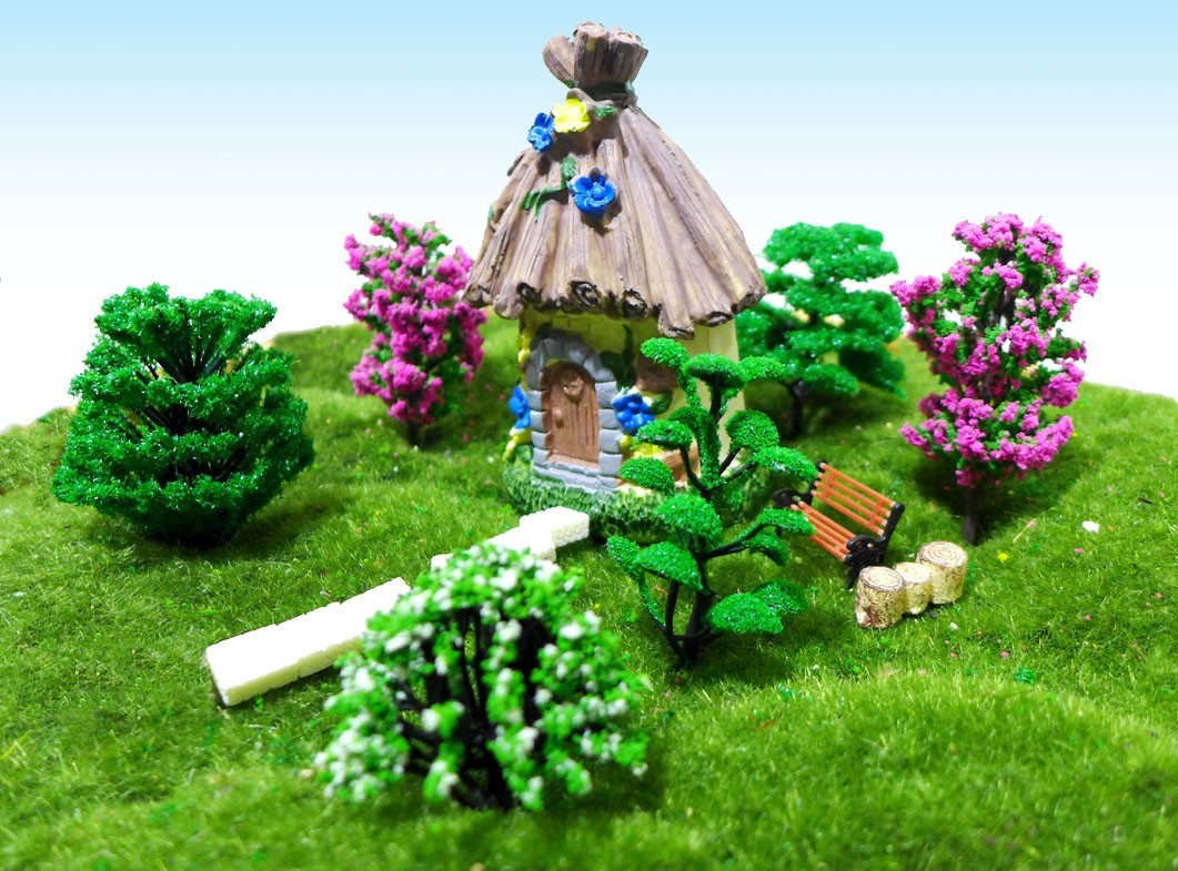 14 pcs Cute Miniature Trees Fairy Garden Dollhouse Craft Decoration Mini Grasses